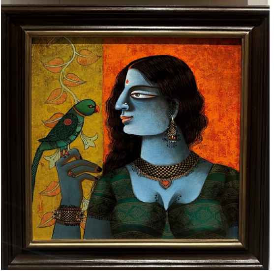 Lady with parrot